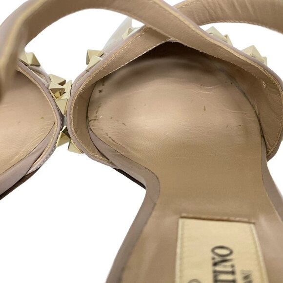 VALENTINOGARAVANI Rockstud-Beige Gold Leather Hardware Women's Pumps 197-071725 - Picture 7 of 10